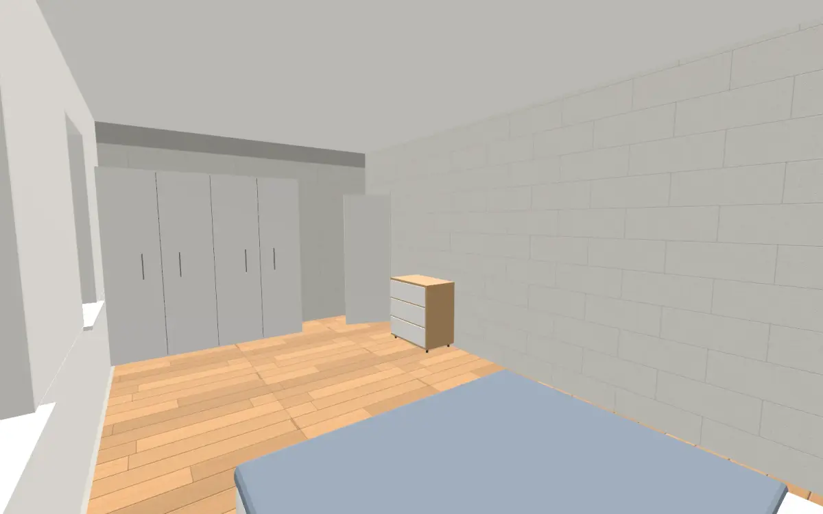 3D-модель дома: спальня со шкафом